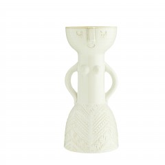 VASE WOMAN PRINT STONEWARE WHITE 